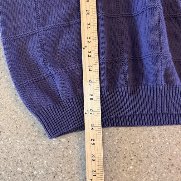 Vintage IZOD Men's Cable Knit Sweater XL 100% Cotton Purple - Picture 2 of 9